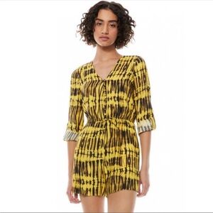 Alice + Olivia Winnie Black and Yellow Romper